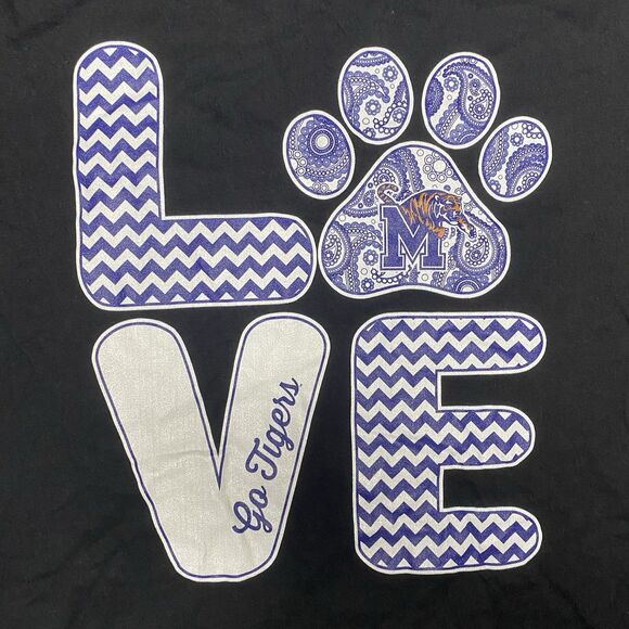 NWT University of Memphis Tigers T-Shirt Short Sleeves Womens Size XL Black Blue - Picture 5 of 7